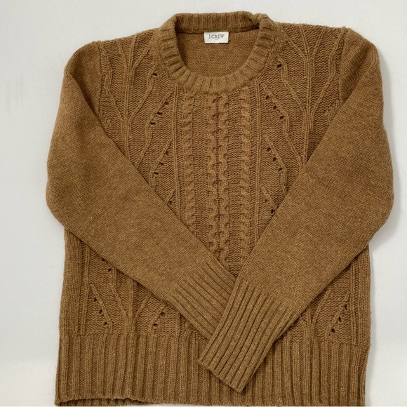 J. Crew Camel Brown Knitted Sweater Cable Knit EUC XS - Picture 1 of 10
